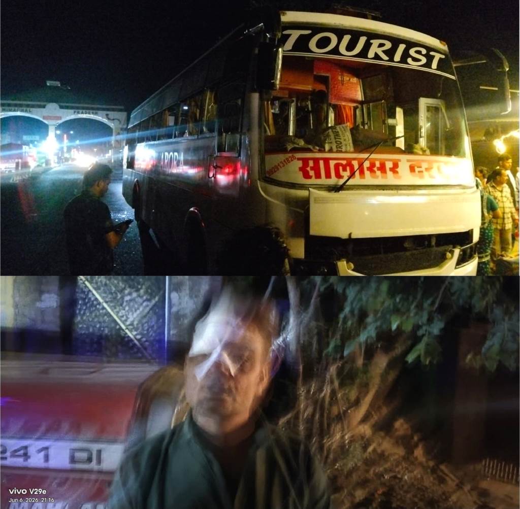 Bus carrying pilgrims hit by truck loaded with iron rods near Mehatpur six passengers injured Accident occurred at the Punjab border driver fled police investigating